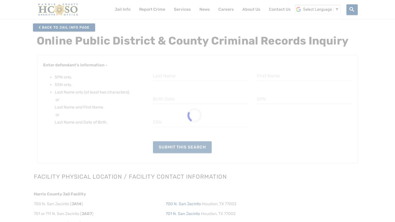 Online Public District & County Criminal Records Inquiry